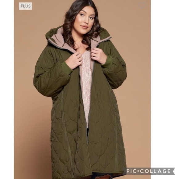 Ms. Diva Plus! Beautiful Olive Midi Jacket - Picture 2 of 5